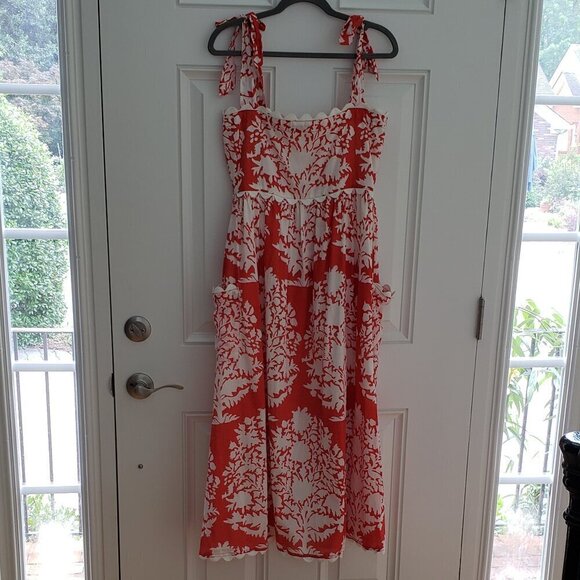 Juliet Dunn - Orange and White Floral Lined Sundress.  Size 1 - Picture 2 of 6